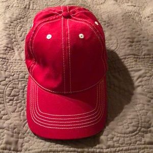 Red and white hat